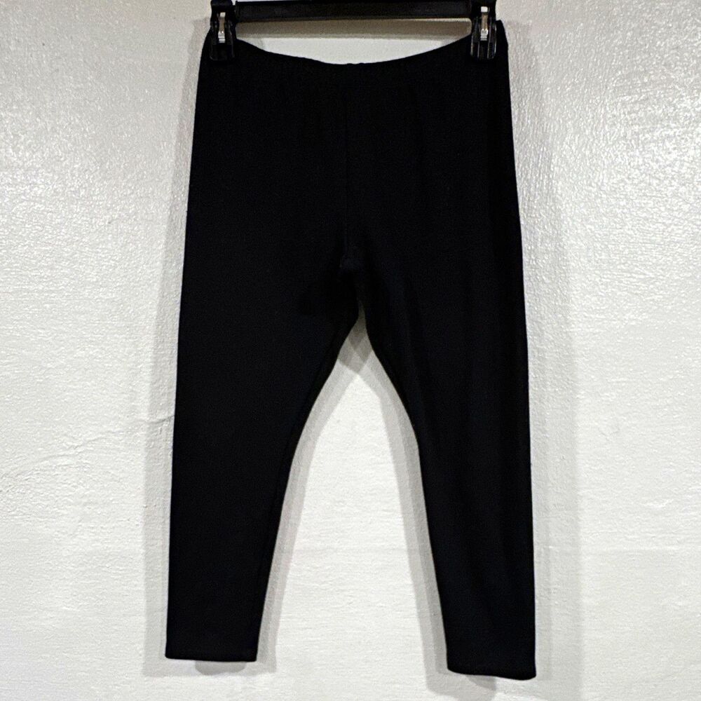 Athletic Works Girls Black Solid Ankle Leggings Stretch Elastic Waist Knit